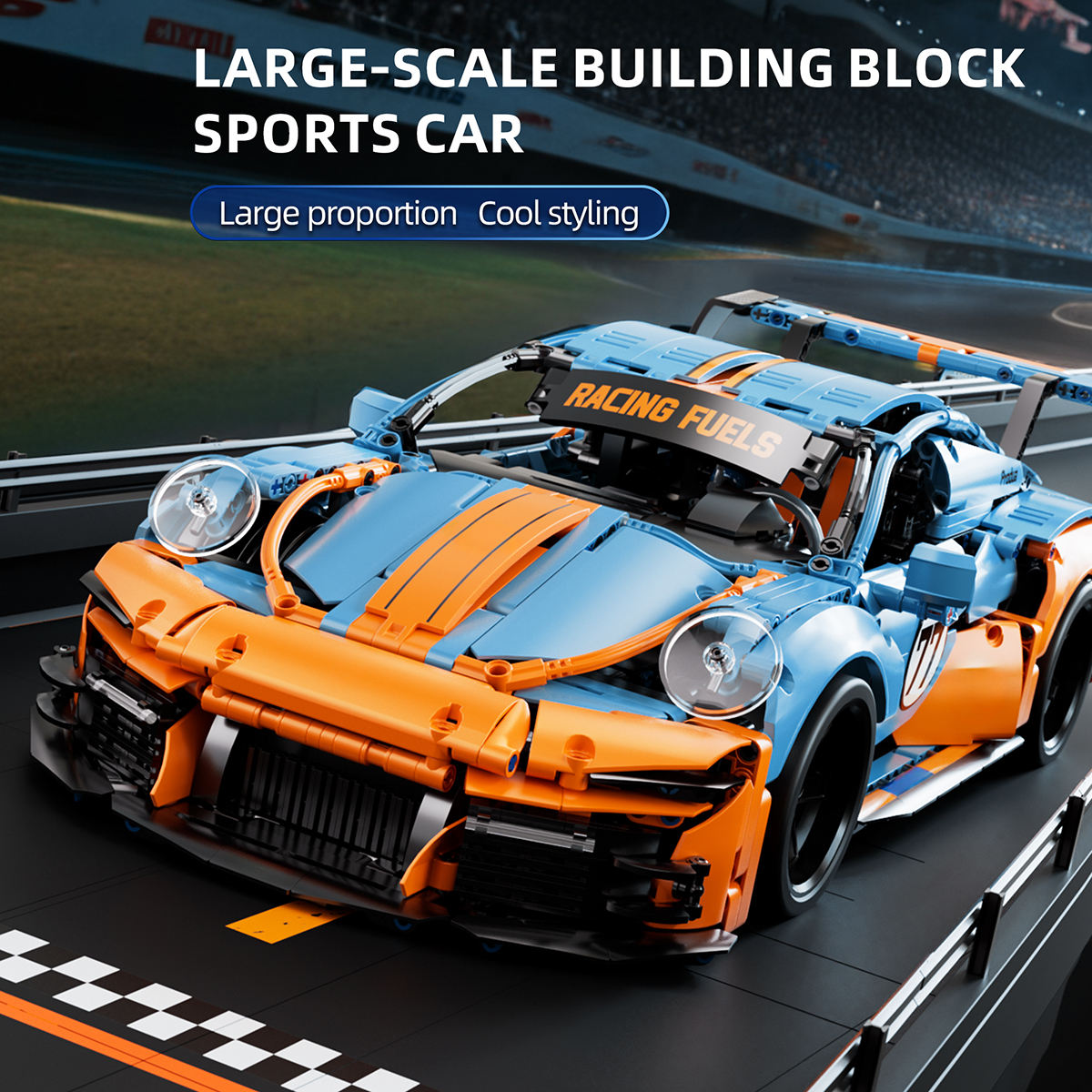 Machine Player 66624 - 1:10 Scale Racing Car Building Blocks Set, 1620+ Piece GT3 Sports Car Model Kit, Detailed Race Car Construction Set with Upgradeable RC Function, STEM Toy for Kids & Adults