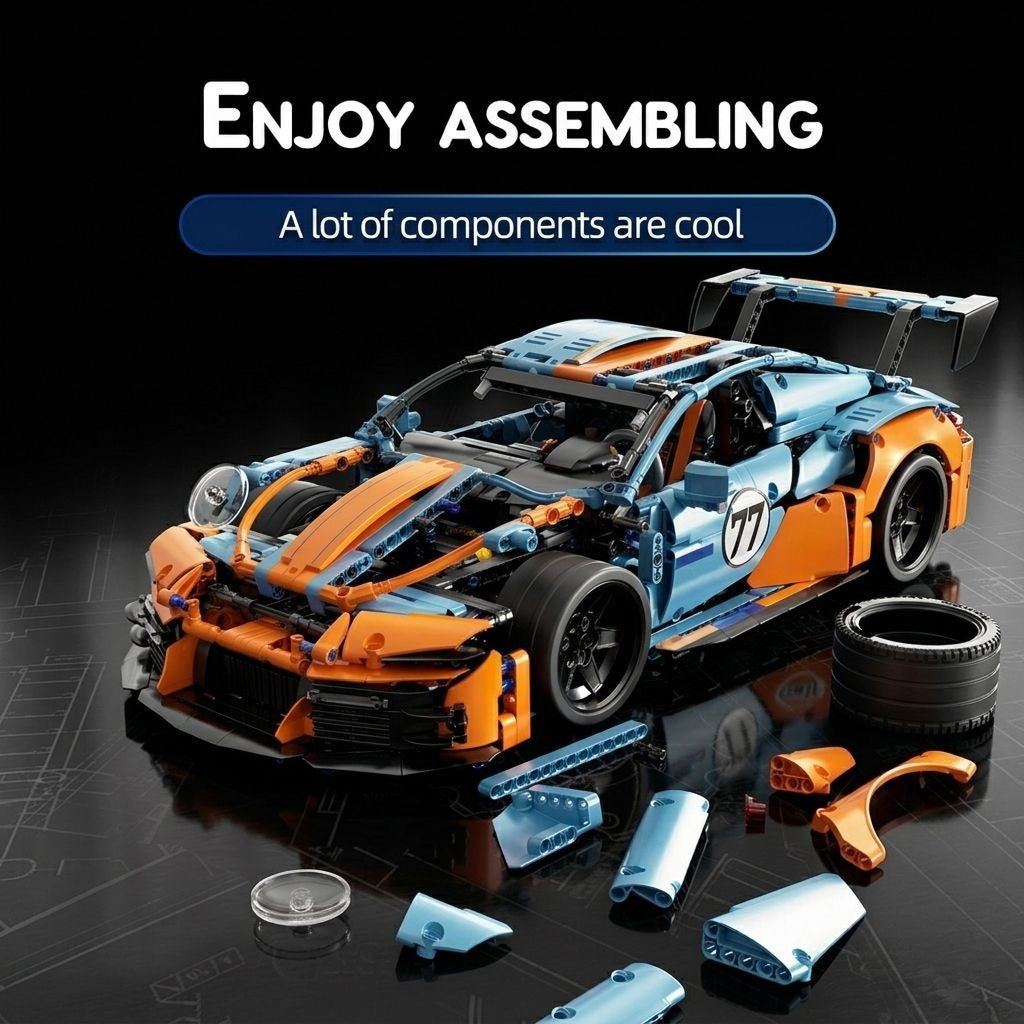 Machine Player 66624 - 1:10 Scale Racing Car Building Blocks Set, 1620+ Piece GT3 Sports Car Model Kit, Detailed Race Car Construction Set with Upgradeable RC Function, STEM Toy for Kids & Adults