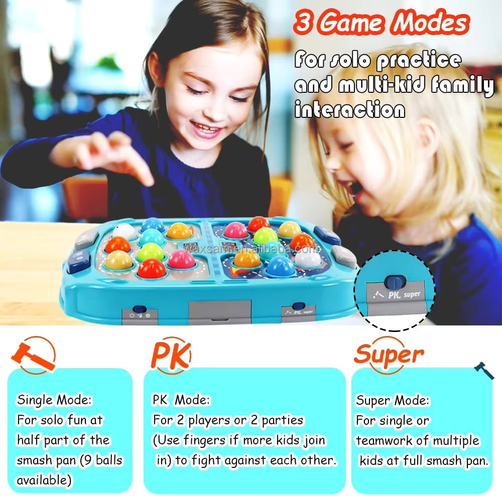 Coin Operated Whack a Mole Games PK Mode 2 Hammer For Children Double Interactive Educational Toys With Sound And Light description image 3