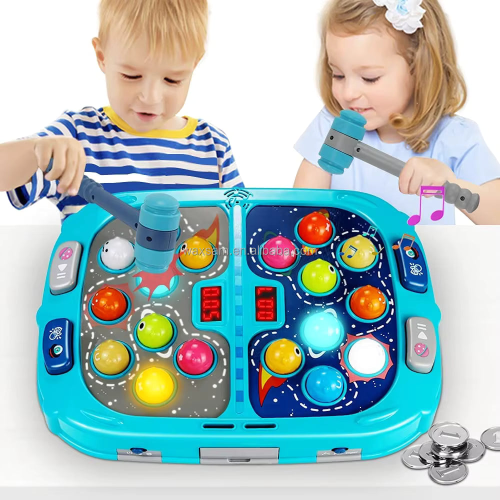 Coin Operated Whack a Mole Games PK Mode 2 Hammer For Children Double Interactive Educational Toys With Sound And Light description image 6