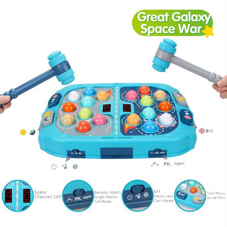 Coin Operated Whack a Mole Games PK Mode 2 Hammer For Children Double Interactive Educational Toys With Sound And Light