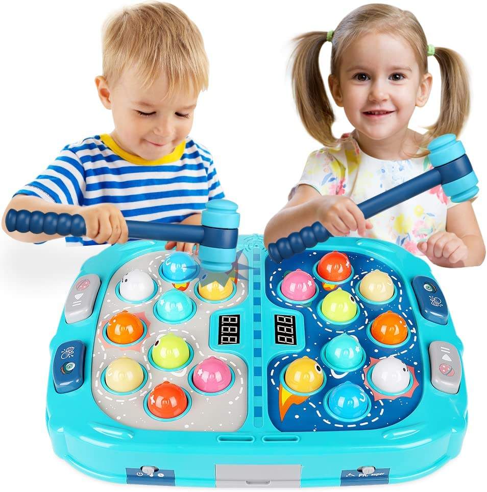 Coin Operated Whack a Mole Games PK Mode 2 Hammer For Children Double Interactive Educational Toys With Sound And Light