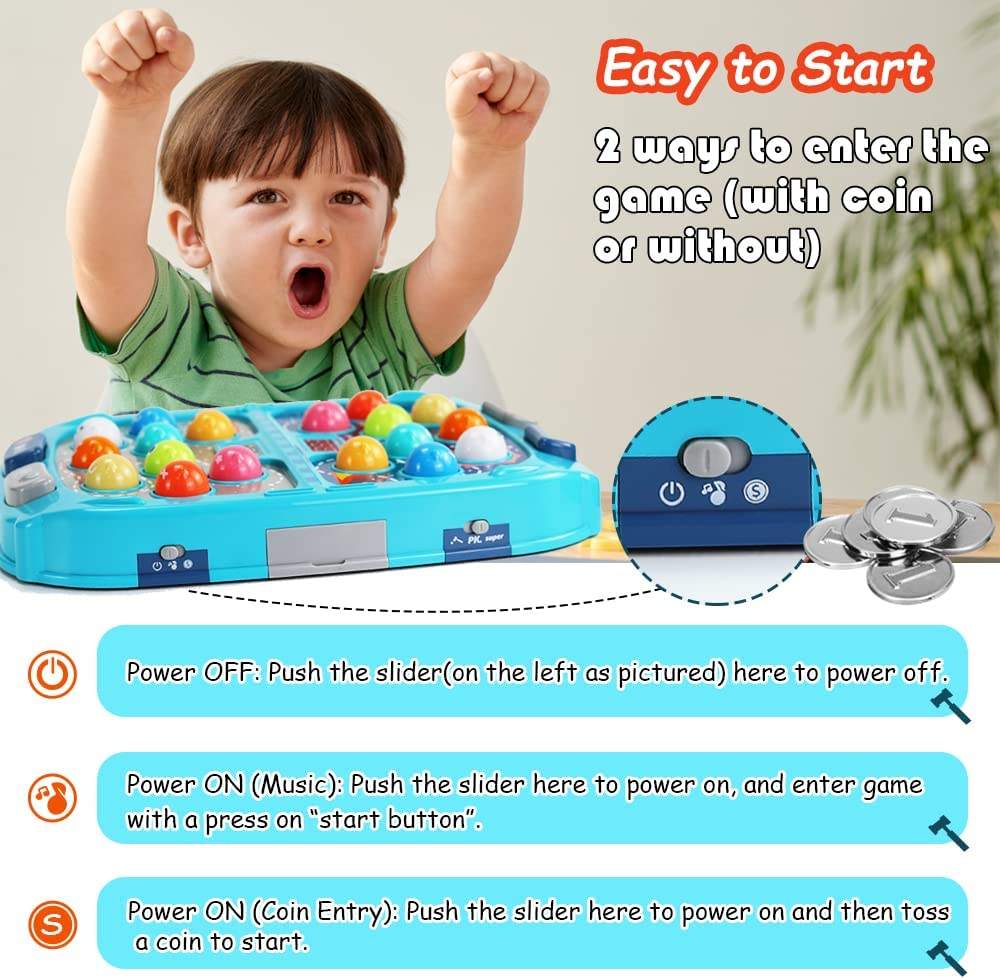 Coin Operated Whack a Mole Games PK Mode 2 Hammer For Children Double Interactive Educational Toys With Sound And Light