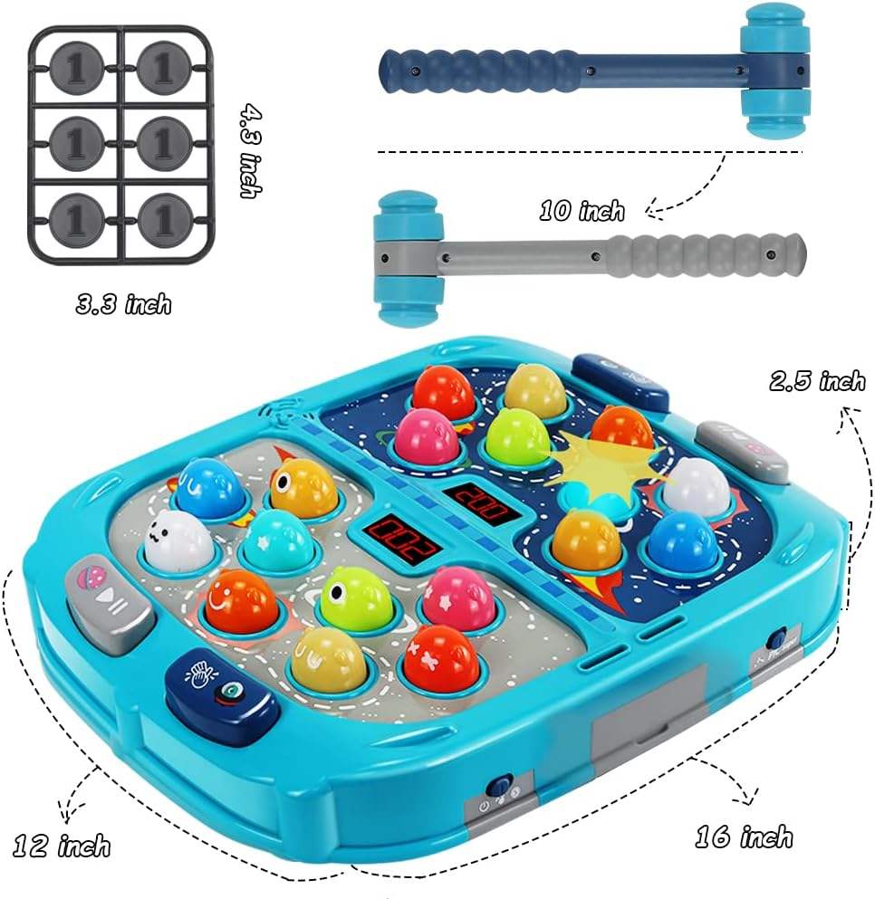 Coin Operated Whack a Mole Games PK Mode 2 Hammer For Children Double Interactive Educational Toys With Sound And Light