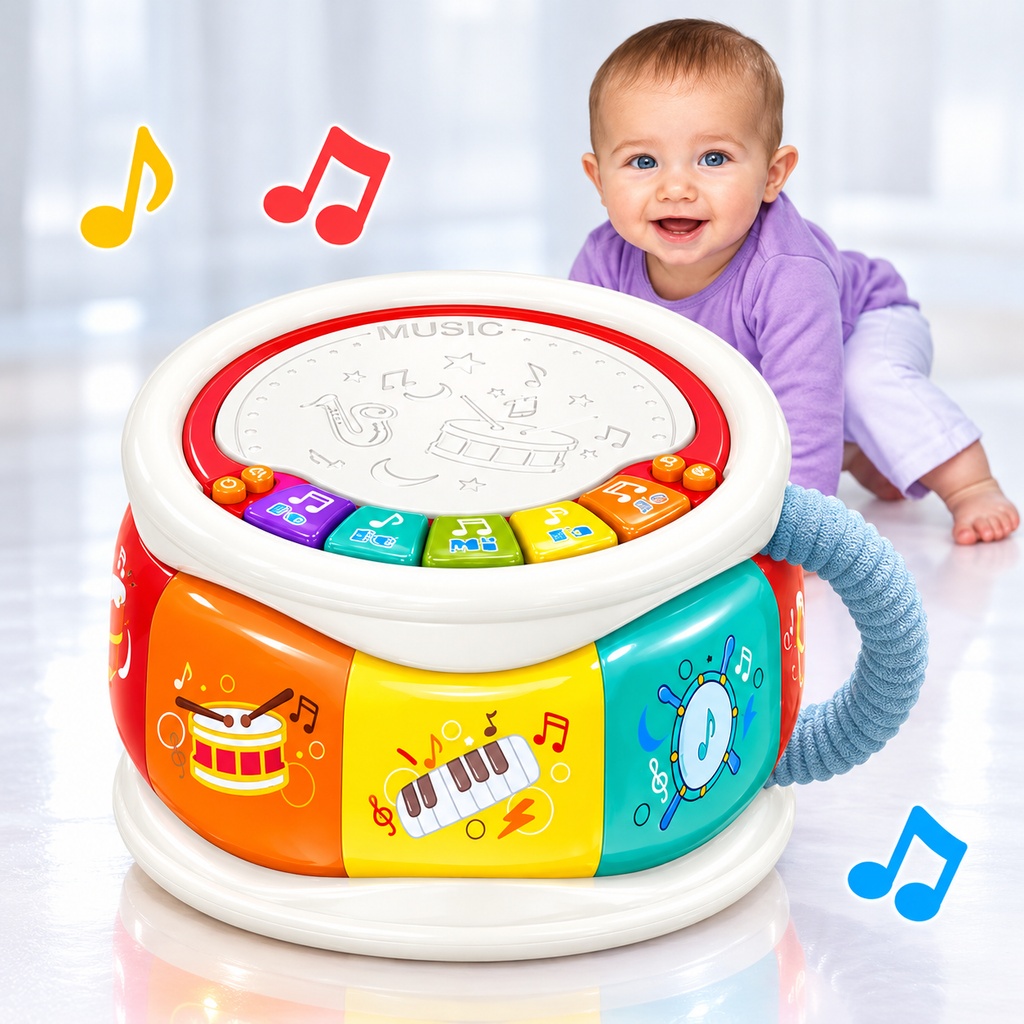 Musical Hand Drum Baby Toys Educational Light up Sensory Bongo Musical Toys for Toddlers