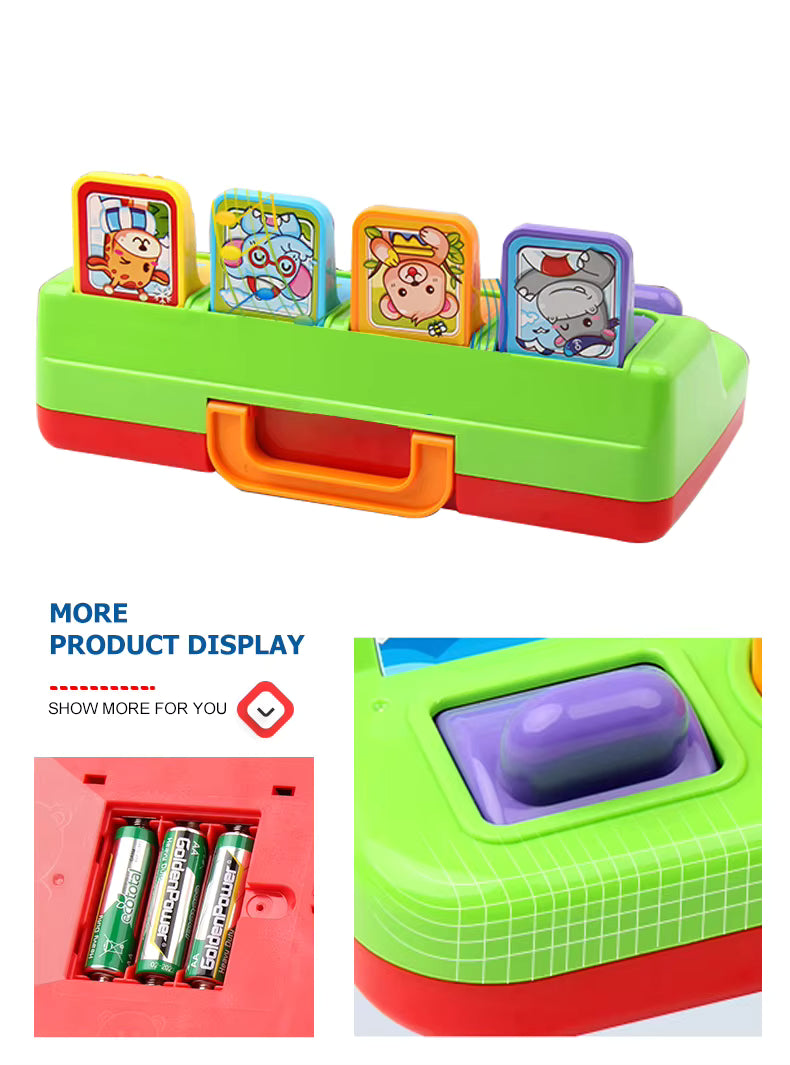 Baby Pop up Animals Toy Cause and Effect Learning Toy Children Interactive Pop-up Machine Activity Toy with Light Music description image 3