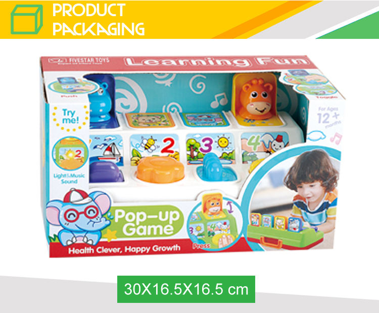 Baby Pop up Animals Toy Cause and Effect Learning Toy Children Interactive Pop-up Machine Activity Toy with Light Music
