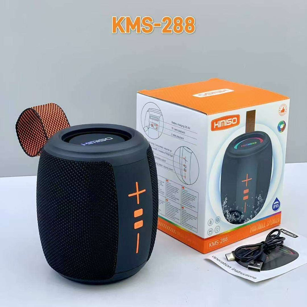 KMS-288 Portable Bluetooth Speaker, 5W Wireless Rechargeable Speaker with Bluetooth 5.0, 10m Range, Fabric Mesh Grille, Physical Controls, Carrying Strap and USB Charging Cable for Home, Office and Travel