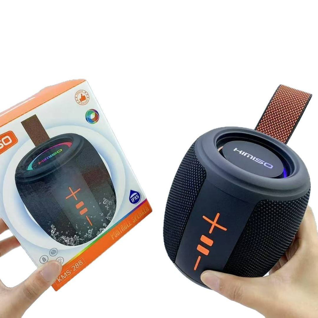 KMS-288 Portable Bluetooth Speaker, 5W Wireless Rechargeable Speaker with Bluetooth 5.0, 10m Range, Fabric Mesh Grille, Physical Controls, Carrying Strap and USB Charging Cable for Home, Office and Travel