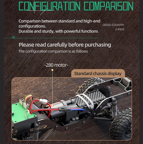 HB R1611 - 1:16 Scale 4WD RC Off-Road Crawler Truck, 2.4GHz Full Proportional Remote Control, IPX4 Water Resistant, LED Lights, RTR All-Terrain Climbing Vehicle