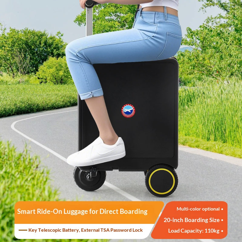 Airwheel SE3S Smart Electric Riding Suitcase, 20L Rideable Carry-On Luggage with 250W Brushless Motor, 13 km/h Speed, 73.26Wh Removable Battery, TSA Lock and USB Charging