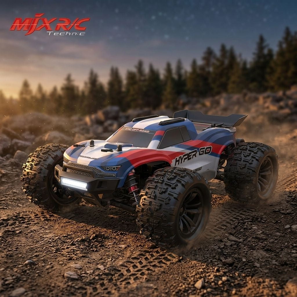 MJX Hyper Go 16212 - 1:16 4WD Brushless RC Truggy, 2845 4300KV Motor, 45A ESC, Metal Drivetrain, Oil-Filled Shocks, 17G Digital Servo, 2S 2000mAh LiPo Battery, 2.4GHz Radio, LED Lights