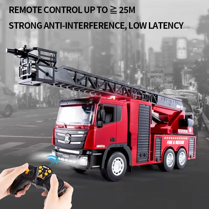 Huina 361D - 1:18 15CH RC Fire Truck, 2.4GHz Remote-Control Emergency Rescue Vehicle with Realistic Firefighting Design, Working Functions, LED Lights and Sound Effects, Rechargeable Battery