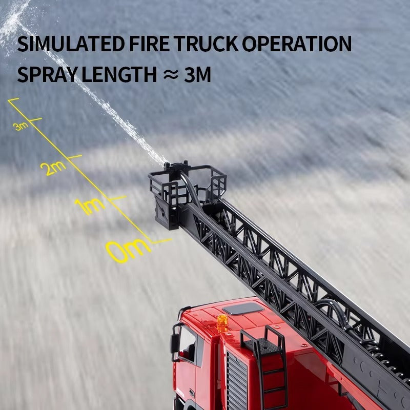 Huina 361D - 1:18 15CH RC Fire Truck, 2.4GHz Remote-Control Emergency Rescue Vehicle with Realistic Firefighting Design, Working Functions, LED Lights and Sound Effects, Rechargeable Battery