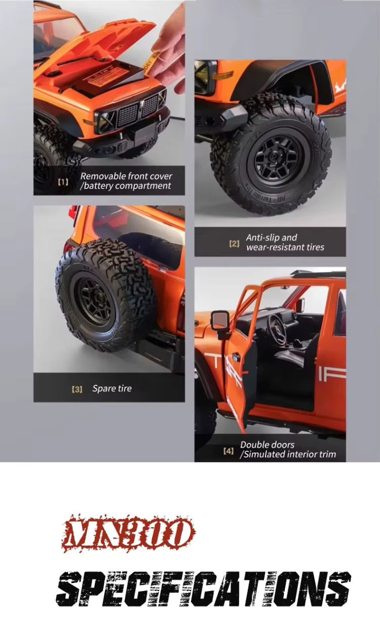 MN-300 1/12 RC Climbing Vehicle 2.4G 4WD Cross-country Buggy Model SUV Racing Off-Road Car with Lights description image 4