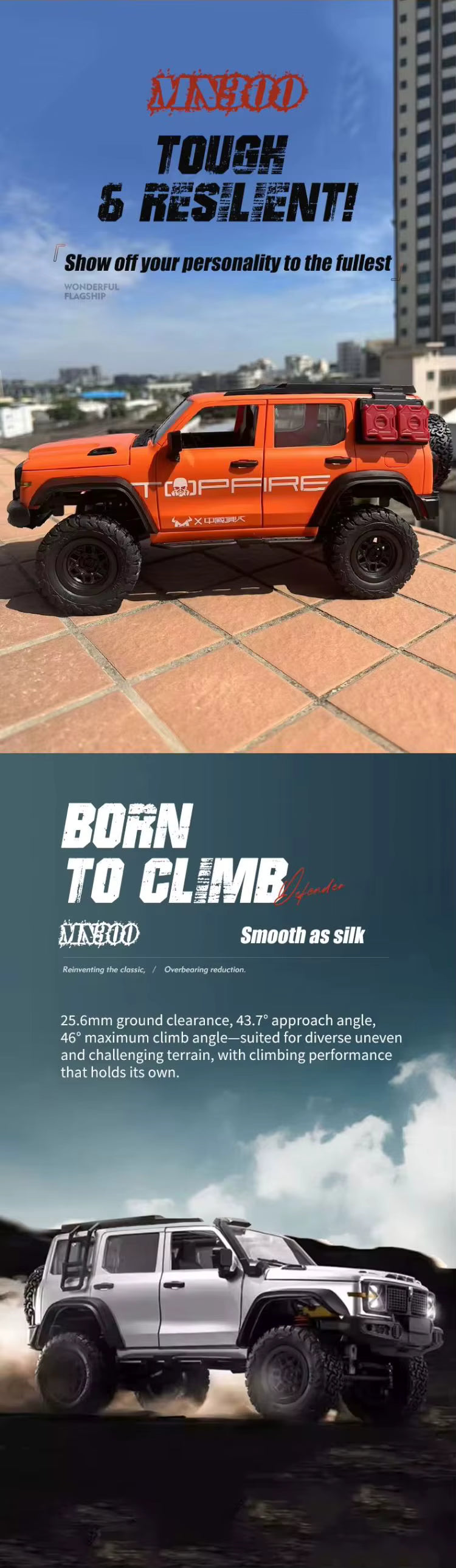 MN-300 1/12 RC Climbing Vehicle 2.4G 4WD Cross-country Buggy Model SUV Racing Off-Road Car with Lights description image 7