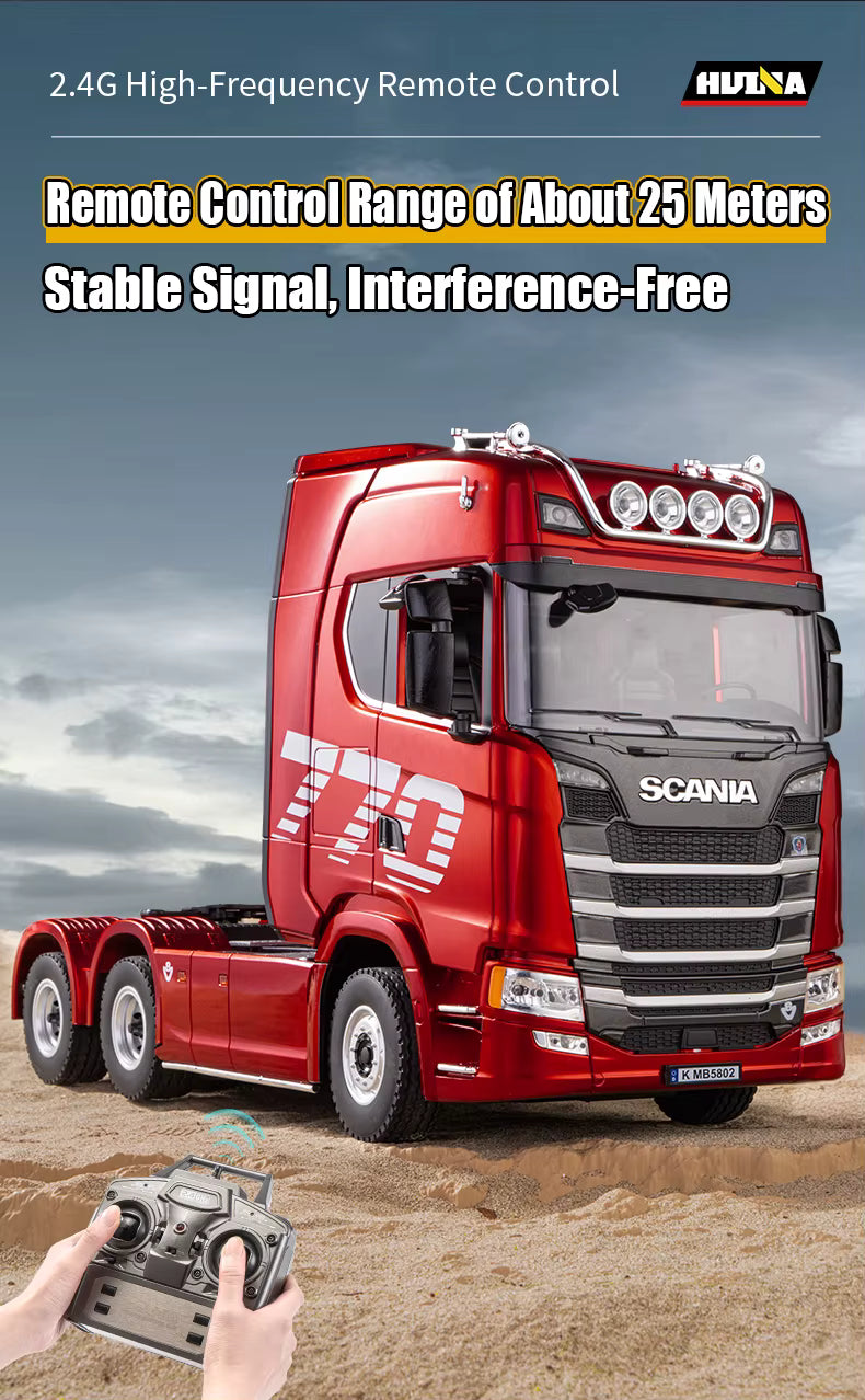 Huina 1501A Tractor License Scania 770S V8 1/18 RC Flatbed Trailer Dump Truck RC Alloy Truck Toy for Kids description image 4