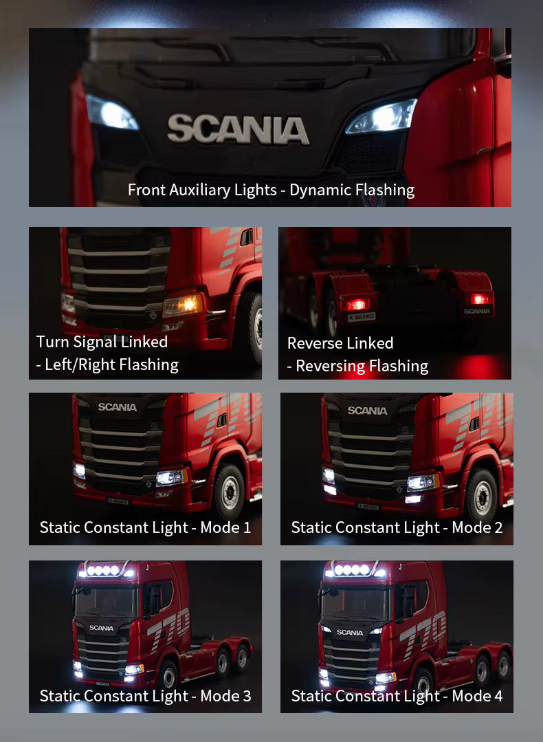 Huina 1501A Tractor License Scania 770S V8 1/18 RC Flatbed Trailer Dump Truck RC Alloy Truck Toy for Kids description image 7