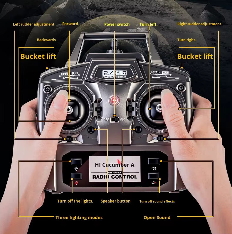Huina 1536PRO 1/14 Scale Alloy Metal Remote Control RC Dump Truck 12 Channels Ready-to-Go 25m Control Range Realistic Unloading description image 3
