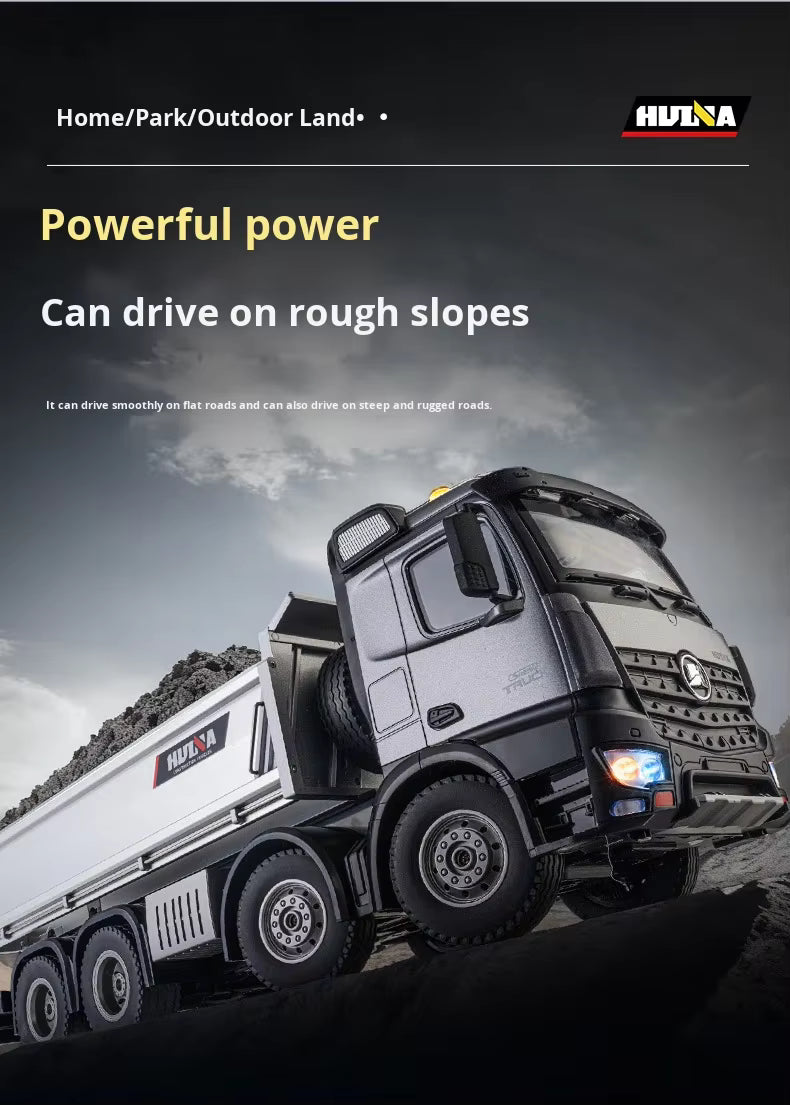 Huina 1536PRO 1/14 Scale Alloy Metal Remote Control RC Dump Truck 12 Channels Ready-to-Go 25m Control Range Realistic Unloading description image 12