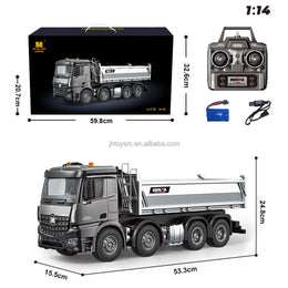 Huina 1536PRO 1/14 Scale Alloy Metal Remote Control RC Dump Truck 12 Channels Ready-to-Go 25m Control Range Realistic Unloading secondary