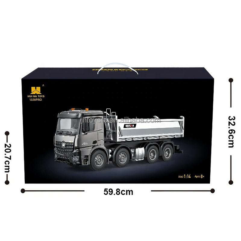Huina 1536PRO 1/14 Scale Alloy Metal Remote Control RC Dump Truck 12 Channels Ready-to-Go 25m Control Range Realistic Unloading