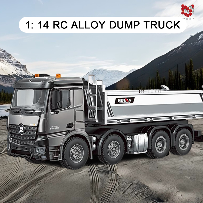 Huina 1536PRO 1/14 Scale Alloy Metal Remote Control RC Dump Truck 12 Channels Ready-to-Go 25m Control Range Realistic Unloading