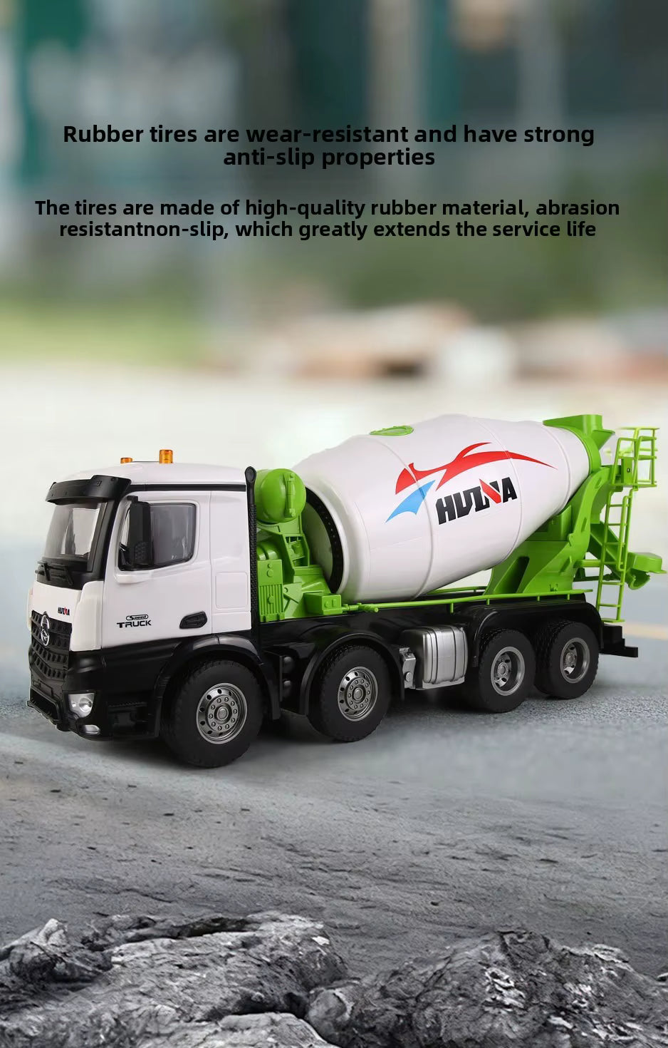 Huina 1537 1:14 RTR Metal Remote Control Mixer Truck 2.4G 12CH Light Sound Effects Agitating Lorry Finished description image 2