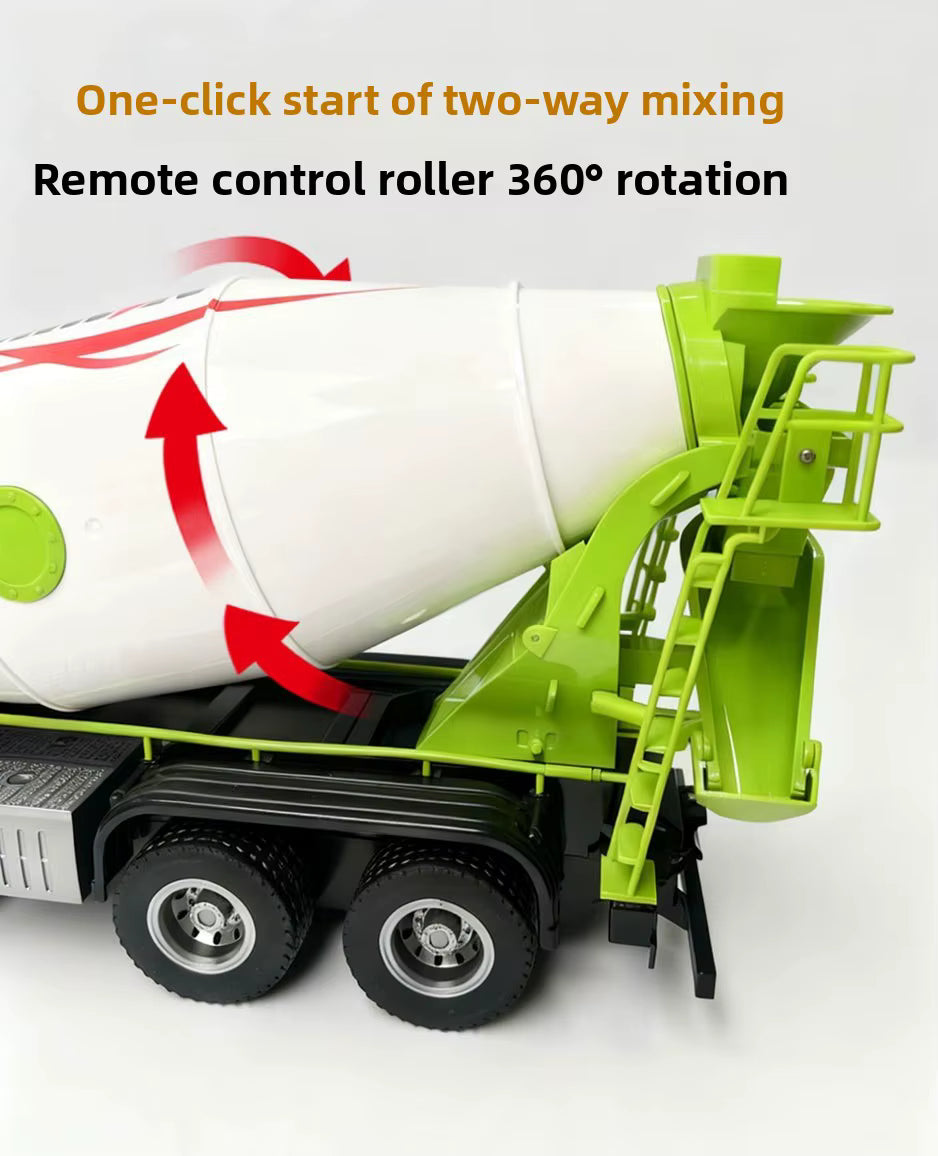 Huina 1537 1:14 RTR Metal Remote Control Mixer Truck 2.4G 12CH Light Sound Effects Agitating Lorry Finished description image 3