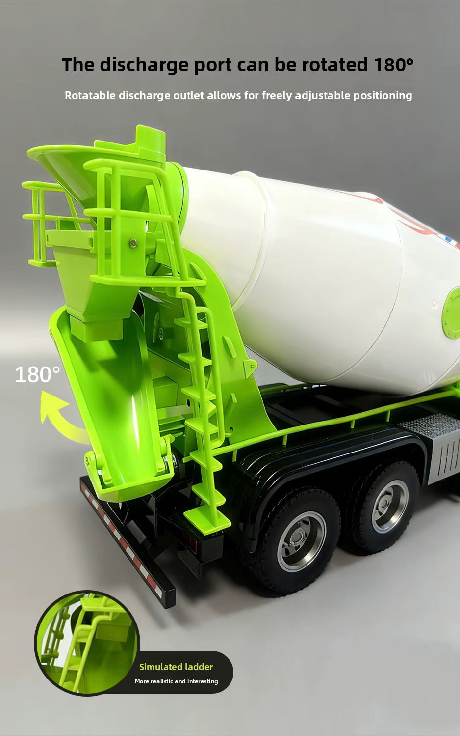 Huina 1537 1:14 RTR Metal Remote Control Mixer Truck 2.4G 12CH Light Sound Effects Agitating Lorry Finished description image 4