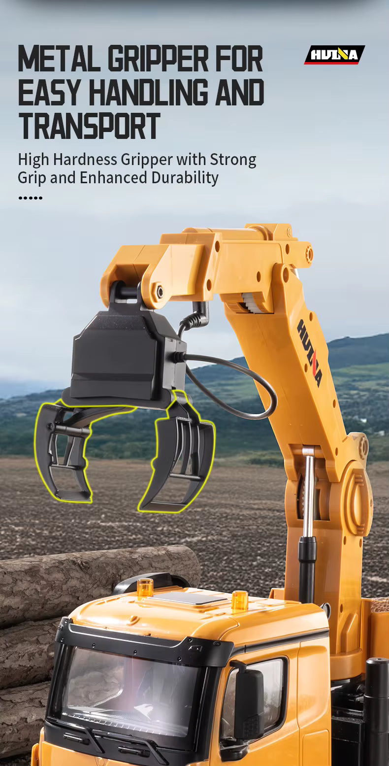HUINA 1538 1/14 26CH Alloy Wood Grabber Dumper Remote Control Engineering Construction Model description image 10