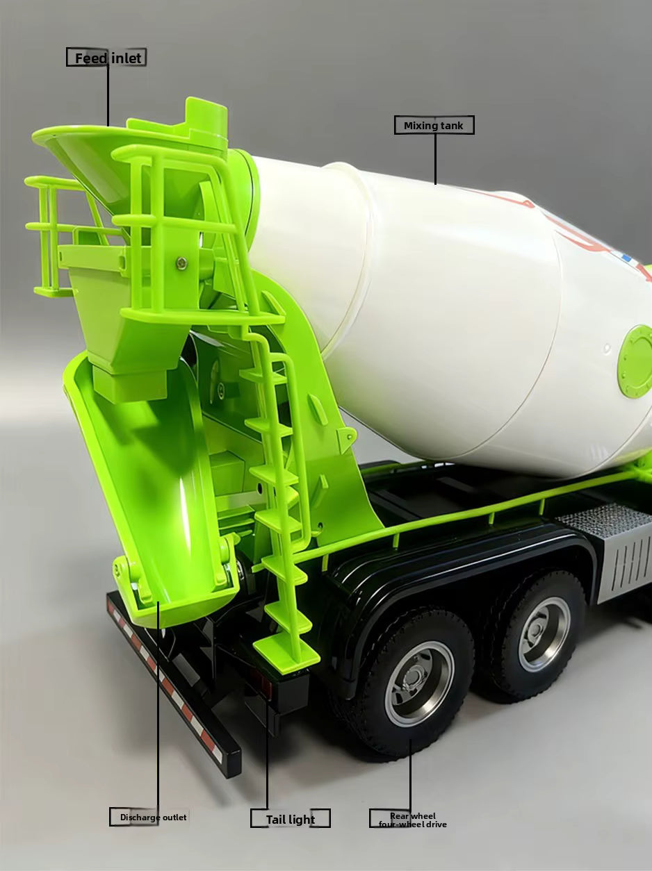 Huina 1537 1:14 RTR Metal Remote Control Mixer Truck 2.4G 12CH Light Sound Effects Agitating Lorry Finished description image 7