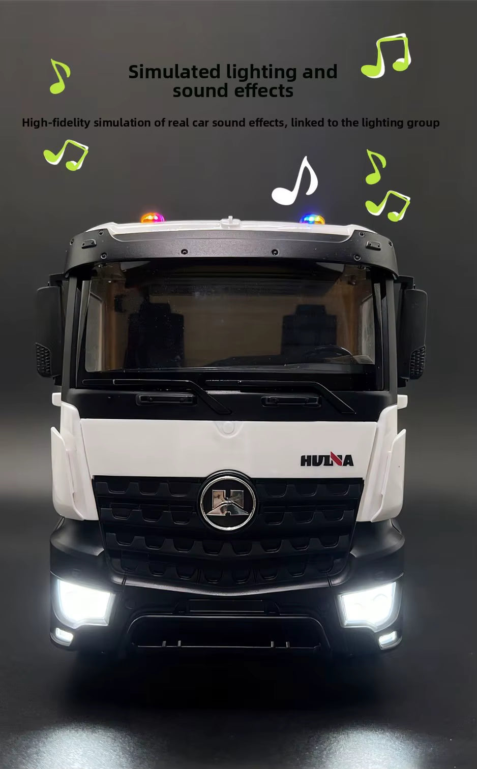 Huina 1537 1:14 RTR Metal Remote Control Mixer Truck 2.4G 12CH Light Sound Effects Agitating Lorry Finished description image 9