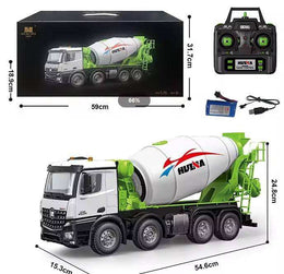 Huina 1537 1:14 RTR Metal Remote Control Mixer Truck 2.4G 12CH Light Sound Effects Agitating Lorry Finished secondary