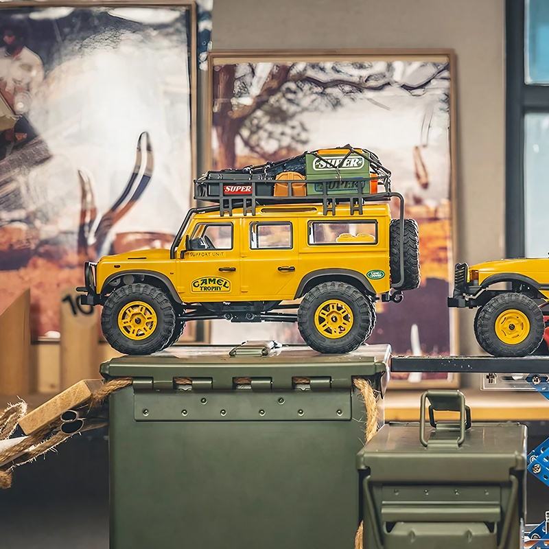 FMS FCX24M - 1:24 Land Rover Range Rover Camel Trophy RC Crawler, 4WD, ABS Hard Body, 050 35T Brushed Motor, 2-Speed Transmission, Metal Chassis Rails, Oil-Filled Shocks, 2.4GHz Radio, 2S Battery