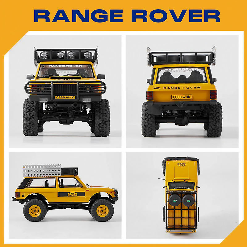 FMS FCX24M - 1:24 Land Rover Range Rover Camel Trophy RC Crawler, 4WD, ABS Hard Body, 050 35T Brushed Motor, 2-Speed Transmission, Metal Chassis Rails, Oil-Filled Shocks, 2.4GHz Radio, 2S Battery