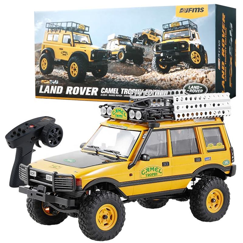 FMS FCX24M - 1:24 Land Rover Range Rover Camel Trophy RC Crawler, 4WD, ABS Hard Body, 050 35T Brushed Motor, 2-Speed Transmission, Metal Chassis Rails, Oil-Filled Shocks, 2.4GHz Radio, 2S Battery