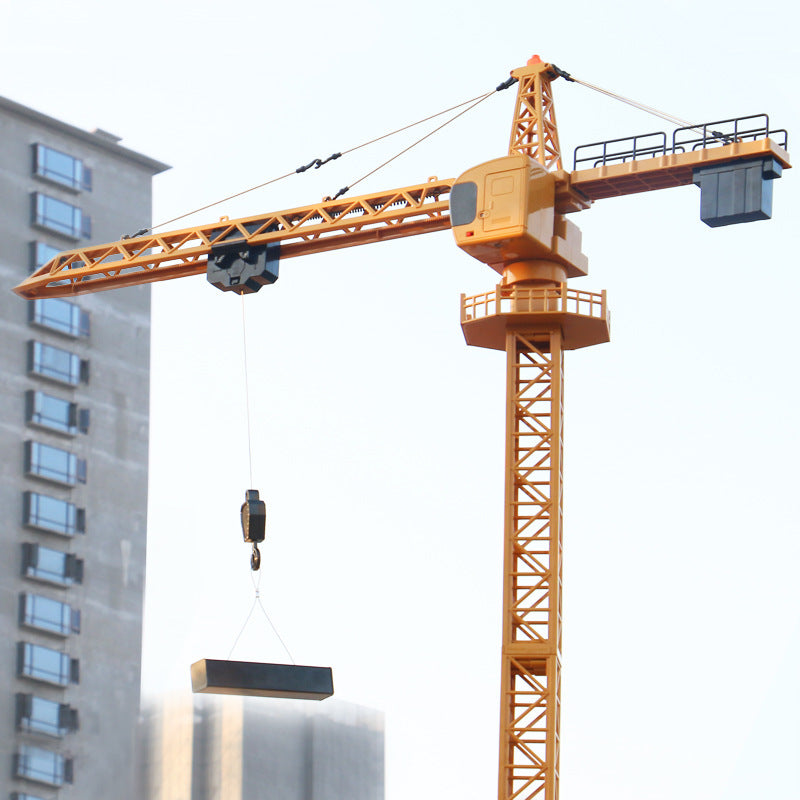 Huina 1585 - 1:14 12CH RC Tower Crane, Semi-Alloy Construction Crane with 2.4GHz Remote Control, 360° Rotation, Working Hook and Trolley, LED Lights, Sound Effects, Rechargeable Battery