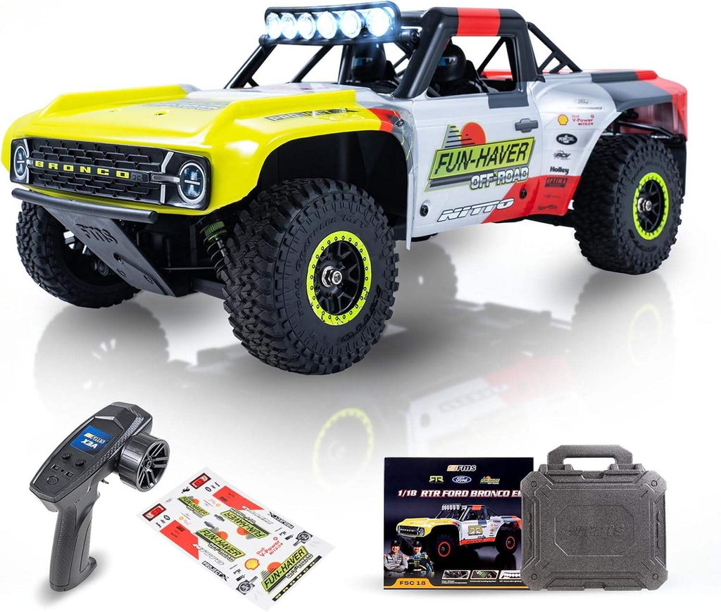FMS 11871 RS24-BL - 1:18 Scale, Ford Bronco U4 Funhaver Brushless RC Truck, 4WD, 45 km/h, 2.4 GHz Radio, LED Lights, Off-Road Racing Design, (Battery and Charger Not Included)