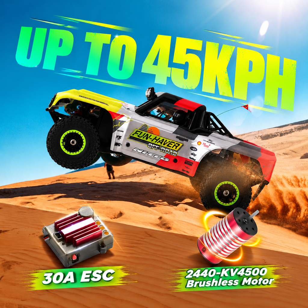 FMS 11871 RS24-BL - 1:18 Scale, Ford Bronco U4 Funhaver Brushless RC Truck, 4WD, 45 km/h, 2.4 GHz Radio, LED Lights, Off-Road Racing Design, (Battery and Charger Not Included)