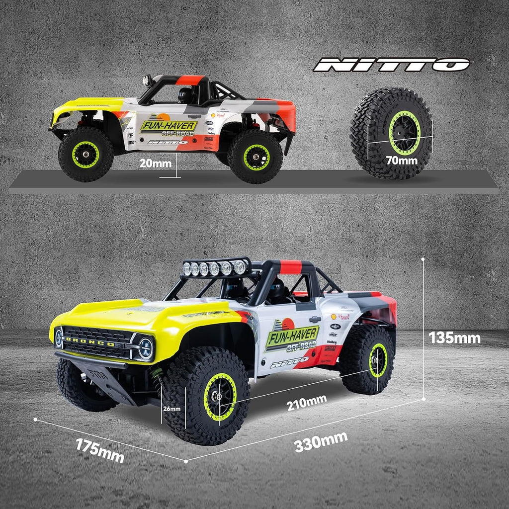 FMS 11871 RS24-BL - 1:18 Scale, Ford Bronco U4 Funhaver Brushless RC Truck, 4WD, 45 km/h, 2.4 GHz Radio, LED Lights, Off-Road Racing Design, (Battery and Charger Not Included)