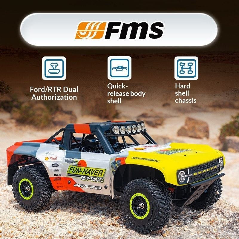 FMS 11871 RS24-BL - 1:18 Scale, Ford Bronco U4 Funhaver Brushless RC Truck, 4WD, 45 km/h, 2.4 GHz Radio, LED Lights, Off-Road Racing Design, (Battery and Charger Not Included)