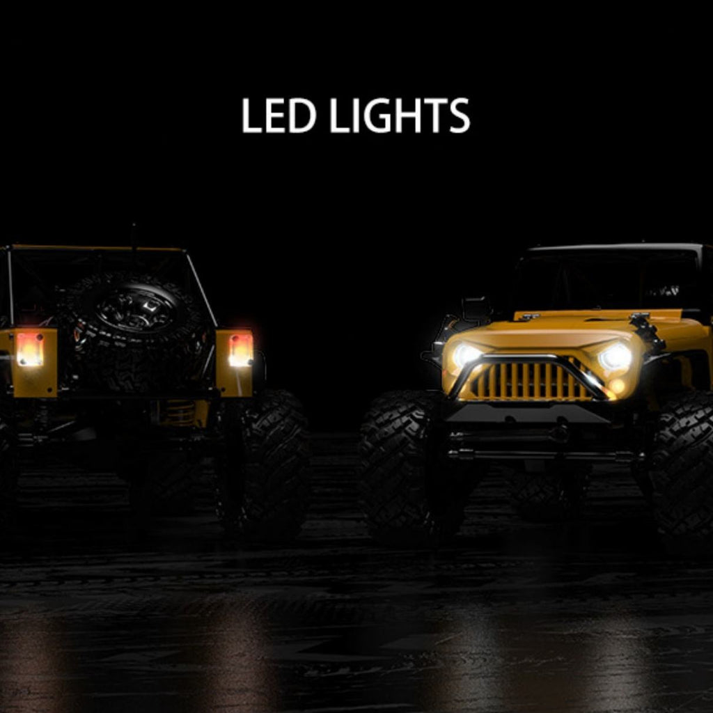 MJX Hyper Go H12Y+ - 1:12 4WD Brushless RC Crawler, 3650 3500KV Sensored Motor, 45A ESC, Aluminum Alloy Body, 20KG Metal Gear Servo, Portal Axles, 2S Battery, 2.4GHz 4CH Radio with LED Lights