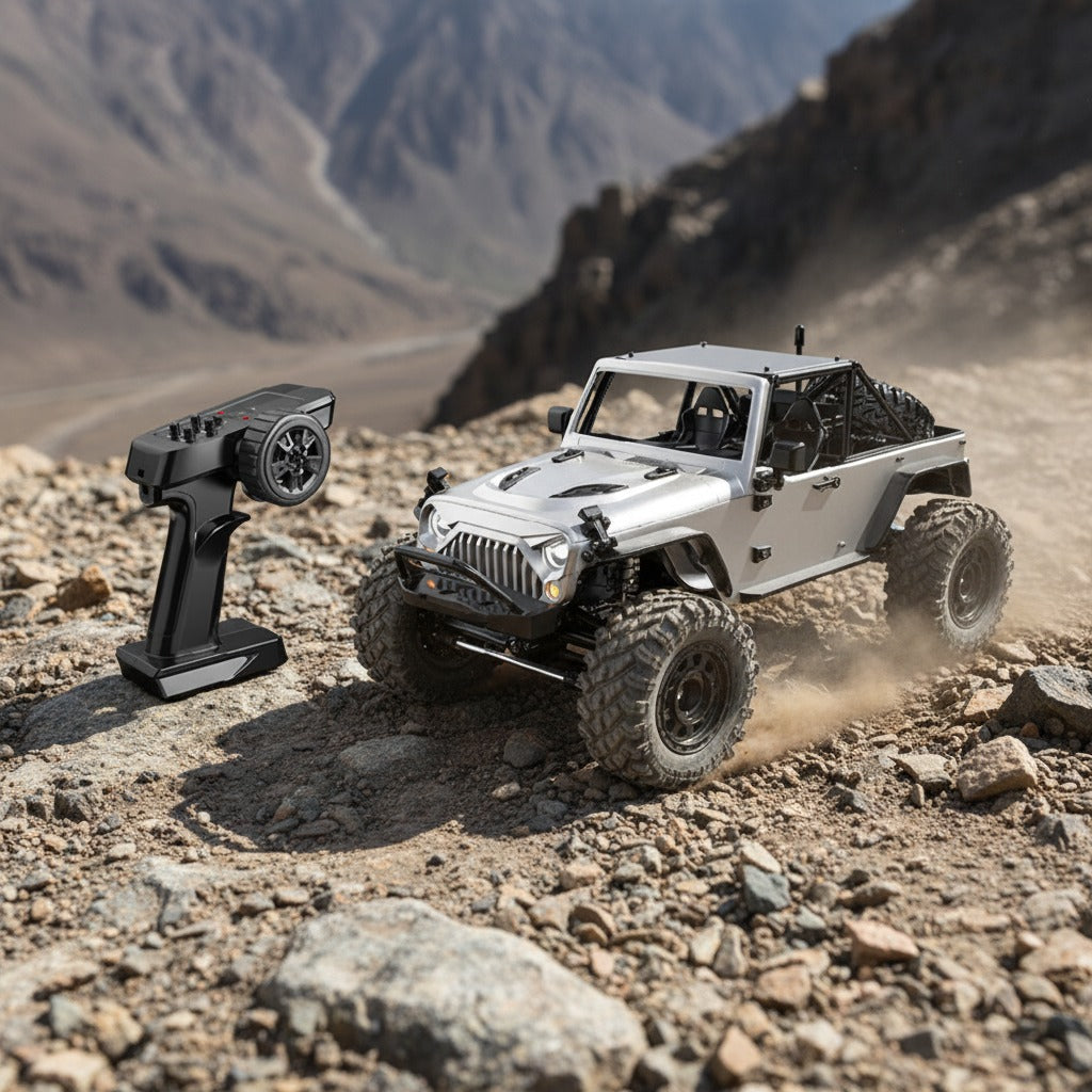 MJX Hyper Go H12Y+ - 1:12 4WD Brushless RC Crawler, 3650 3500KV Sensored Motor, 45A ESC, Aluminum Alloy Body, 20KG Metal Gear Servo, Portal Axles, 2S Battery, 2.4GHz 4CH Radio with LED Lights