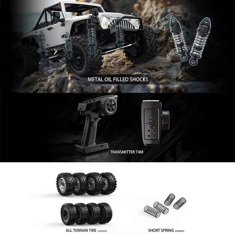 MJX Hyper Go H12Y+ - 1:12 4WD Brushless RC Crawler, 3650 3500KV Sensored Motor, 45A ESC, Aluminum Alloy Body, 20KG Metal Gear Servo, Portal Axles, 2S Battery, 2.4GHz 4CH Radio with LED Lights