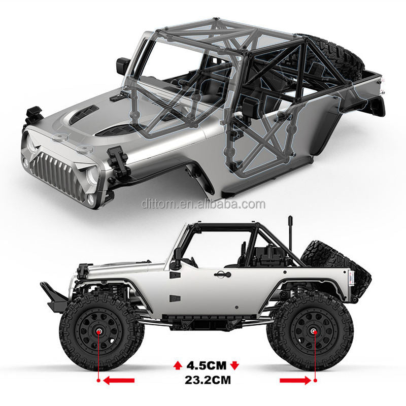 MJX Hyper Go H12Y+ - 1:12 4WD Brushless RC Crawler, 3650 3500KV Sensored Motor, 45A ESC, Aluminum Alloy Body, 20KG Metal Gear Servo, Portal Axles, 2S Battery, 2.4GHz 4CH Radio with LED Lights