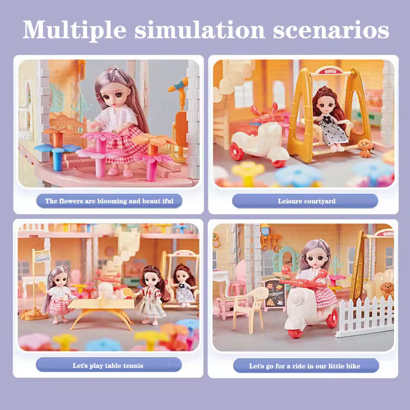 Large Doll House Kit Toys with Spray Function Pretend Play Dream Girl Doll House Furniture Toy for Kids #668-80A description image 2