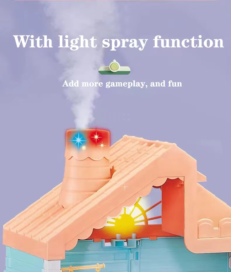 Large Doll House Kit Toys with Spray Function Pretend Play Dream Girl Doll House Furniture Toy for Kids #668-80A description image 4