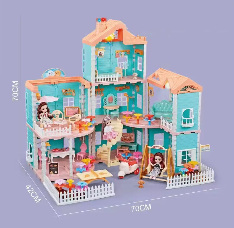 Large Doll House Kit Toys with Spray Function Pretend Play Dream Girl Doll House Furniture Toy for Kids #668-80A description image 7