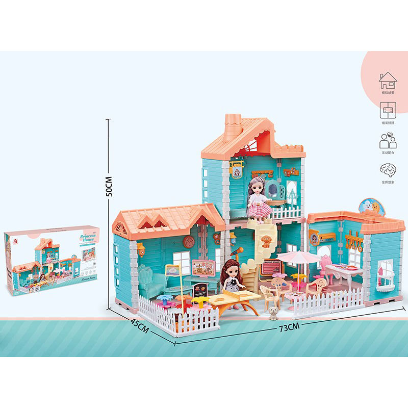 Princess DIY Plastic Play Castle Doll House Big Villa with Furniture Kit & Figures Toy for Girls & Children